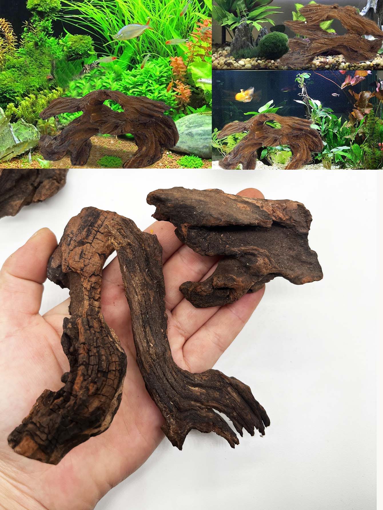 Aquarium Planted Wood - 3 buah drinatural-Look Set Driftwood untuk