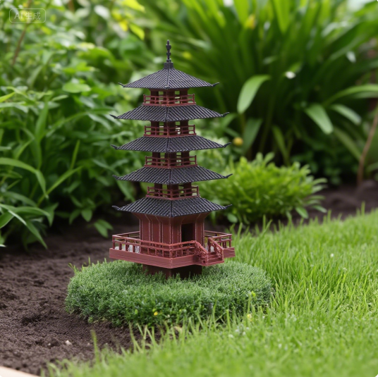 Aquarium Planted - Dekorasi Bonsai Akuarium Taman Patung Pagoda